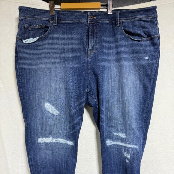 Lucky Brand Reese Boyfriend Jeans Womens Plus 22W Blue Denim Dark Wash Cropped - Picture 1 of 12